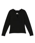 Metal logo knit top