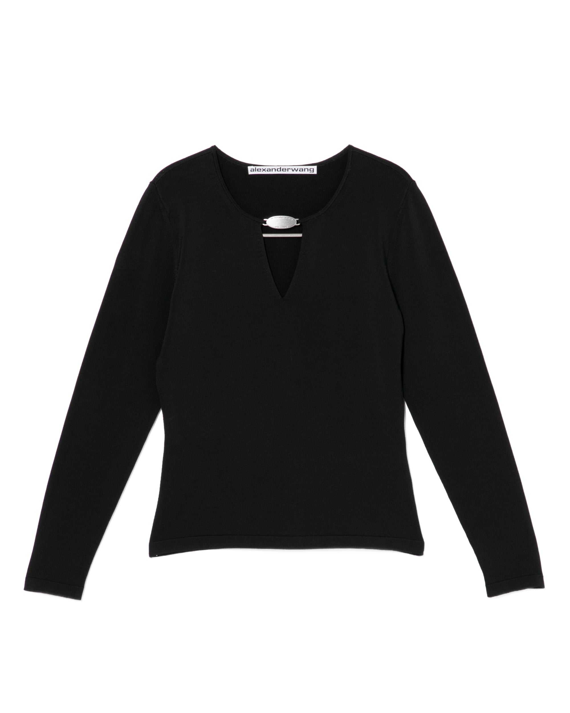 Metal logo knit top