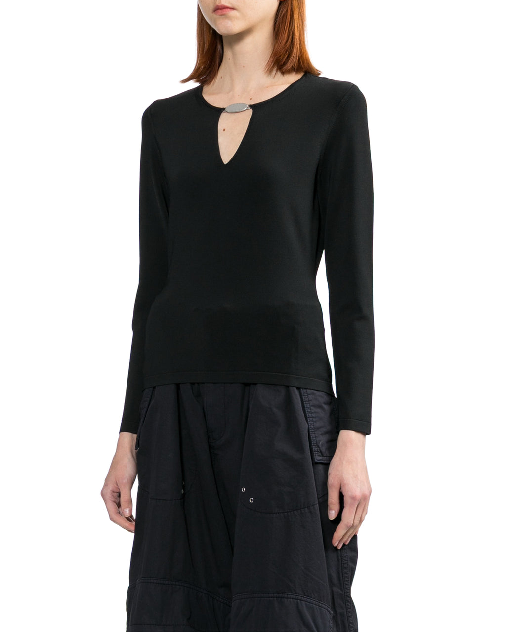 Metal logo knit top