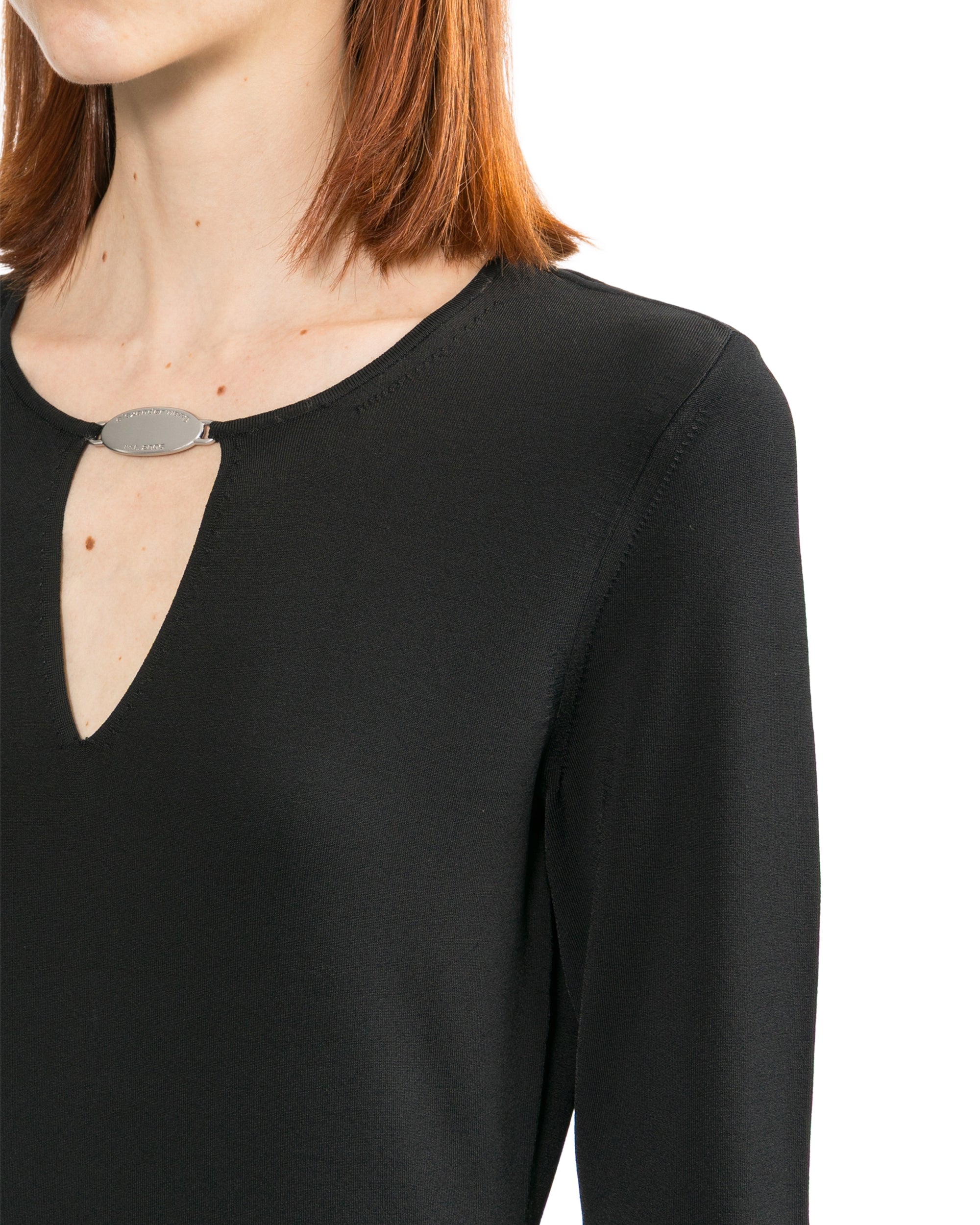 Metal logo knit top