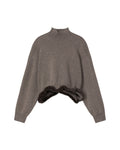 Faux fur hem mock neck sweater