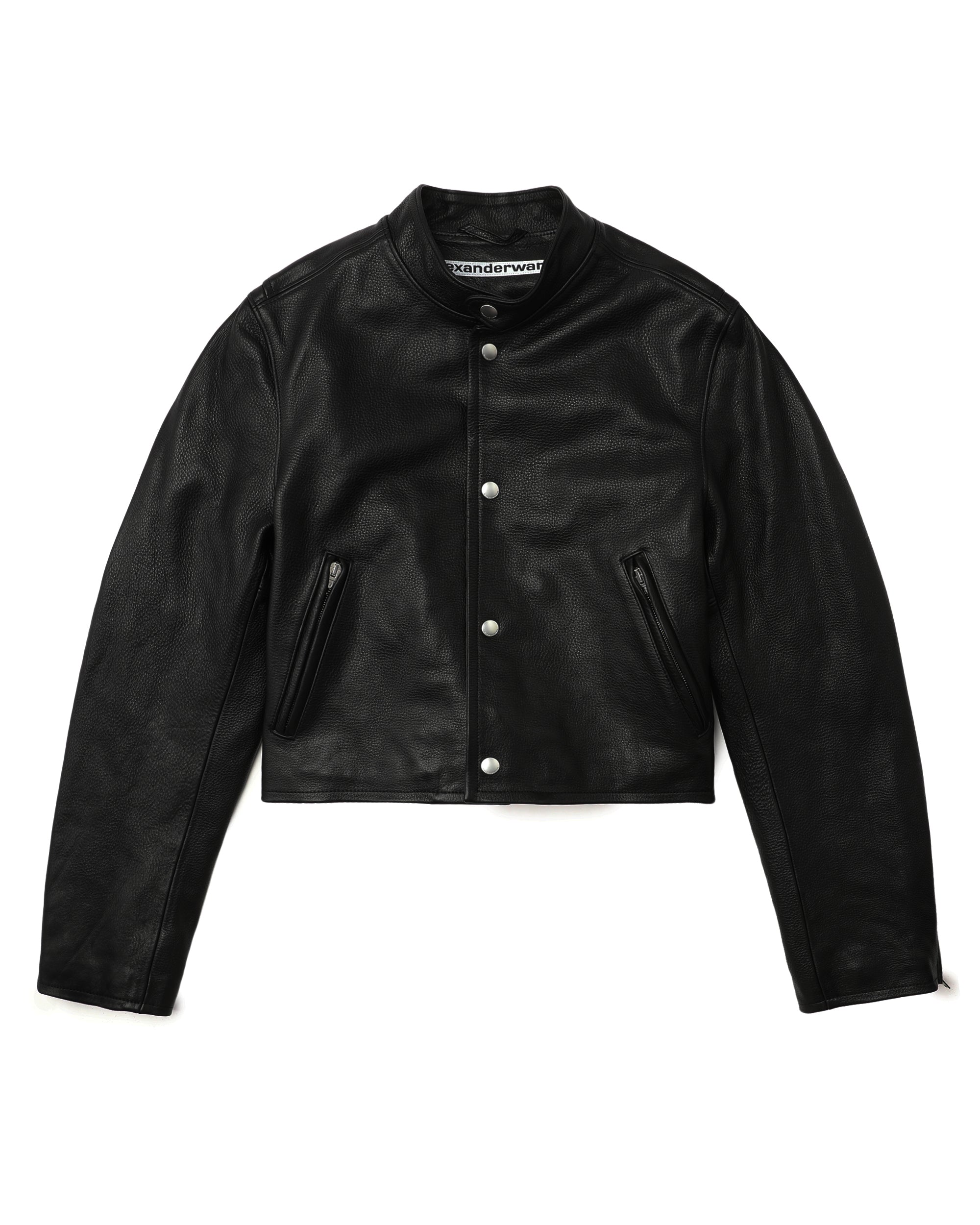 Cropped leather jacket