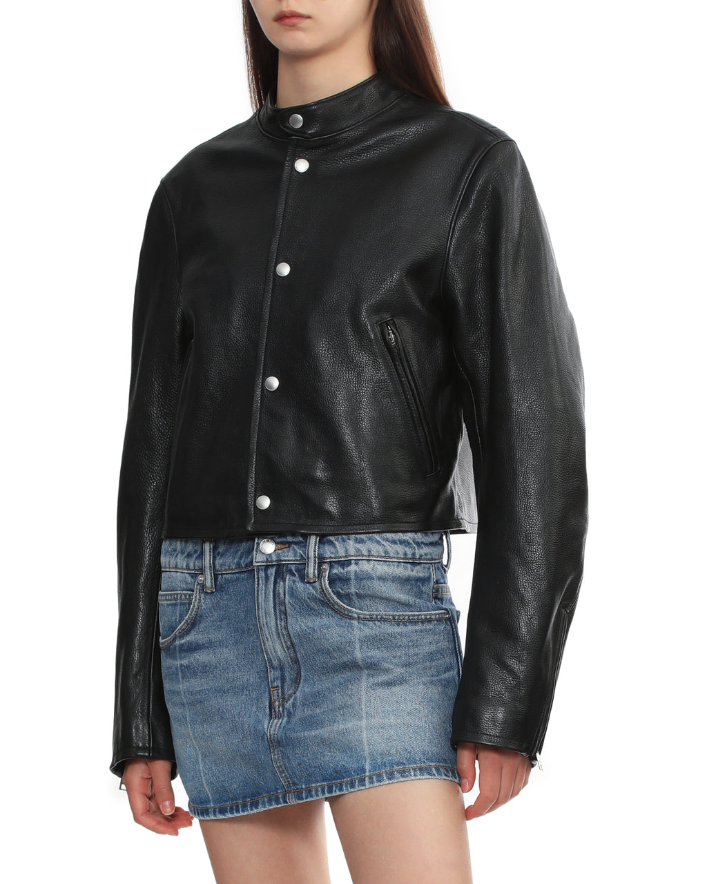 Cropped leather jacket