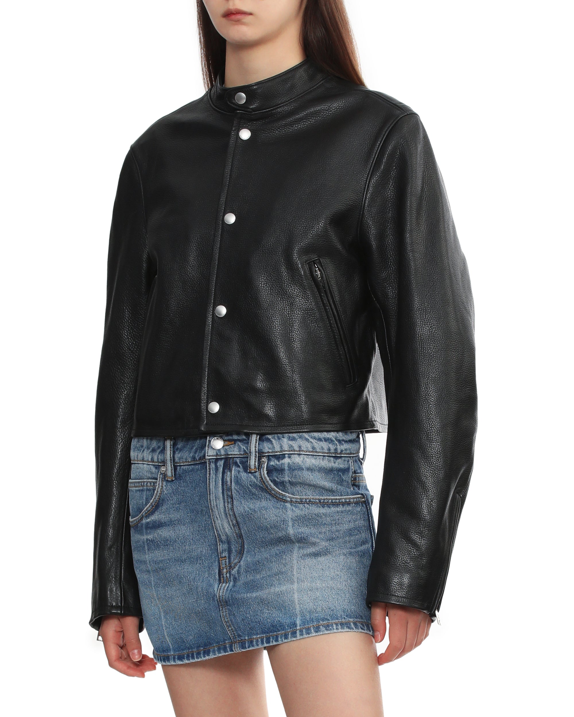 Cropped leather jacket