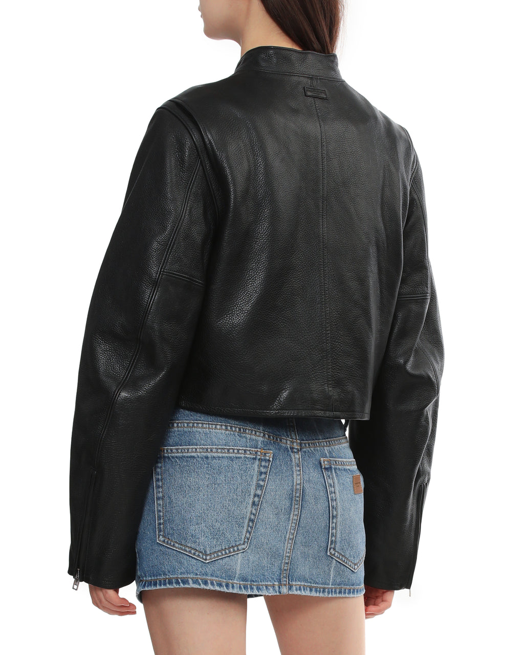 Cropped leather jacket