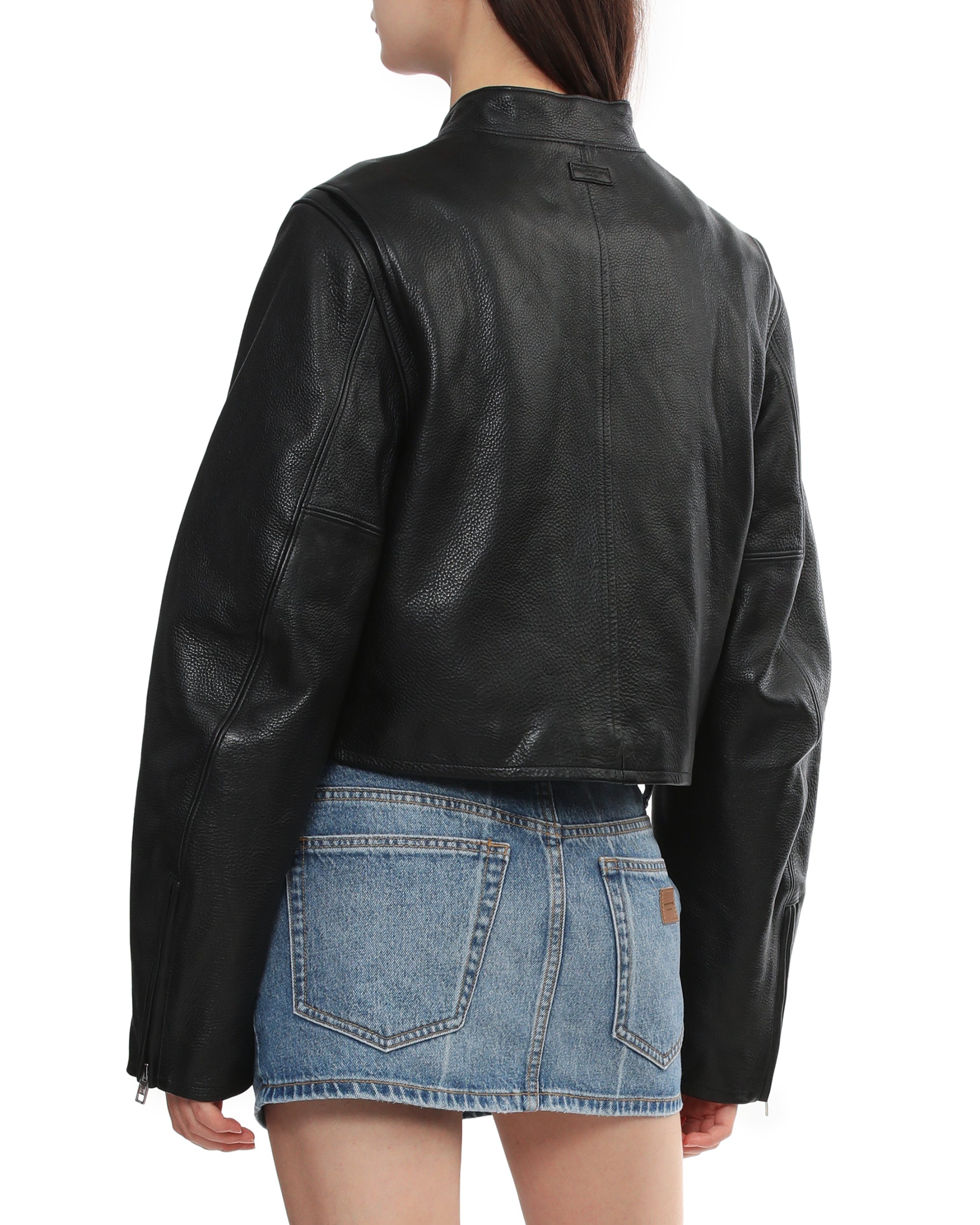 Cropped leather jacket
