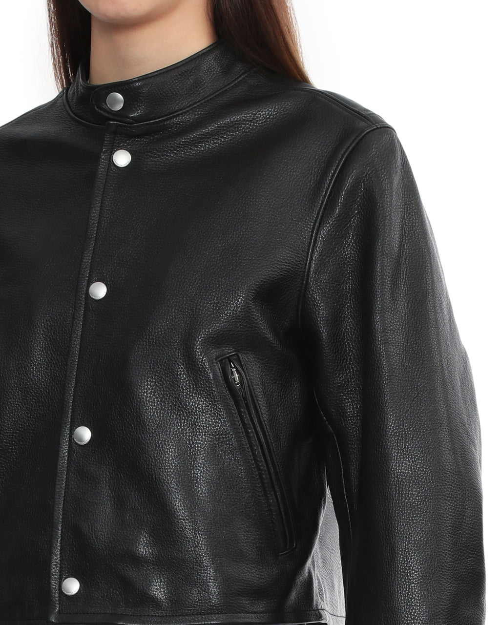 Cropped leather jacket