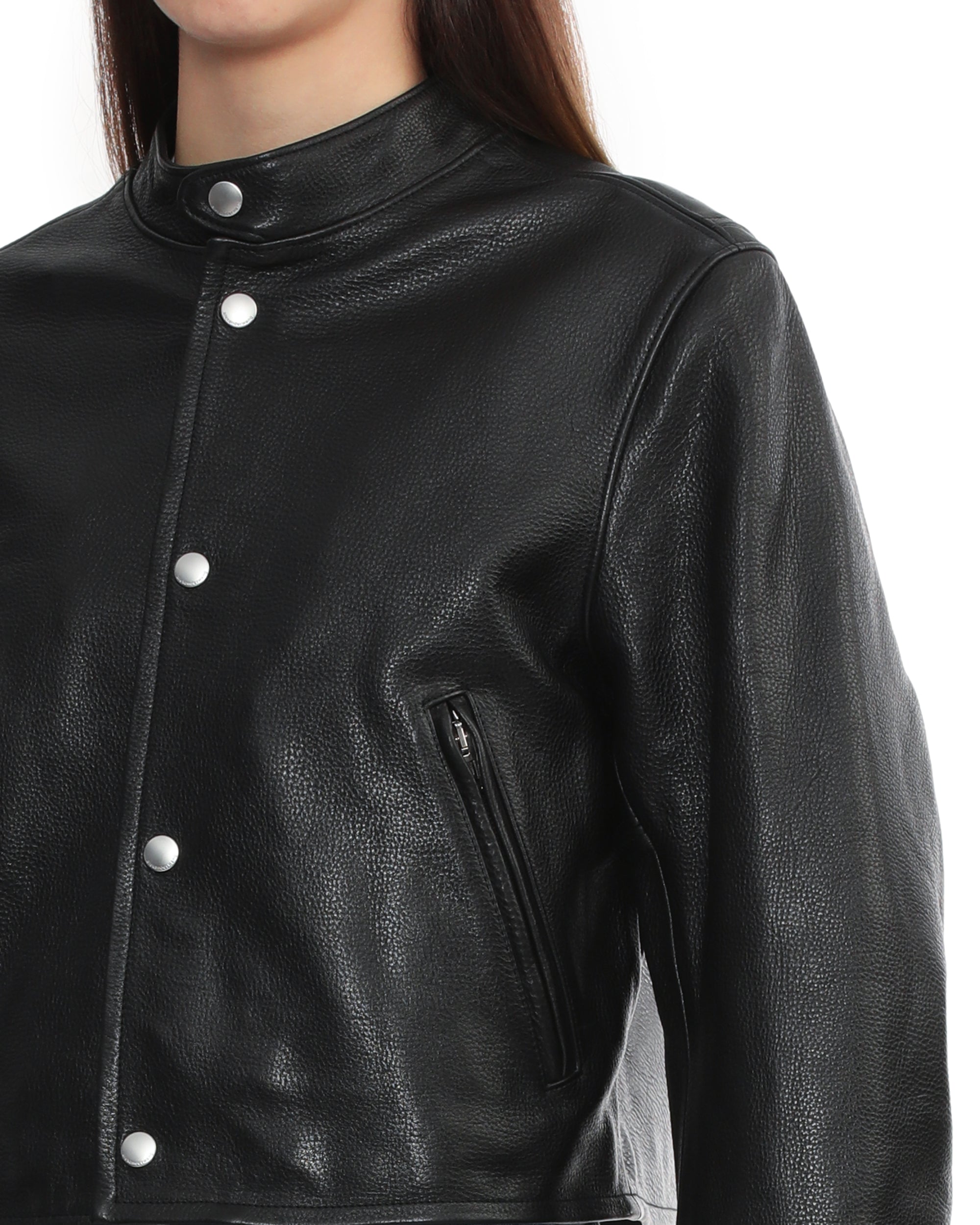 Cropped leather jacket