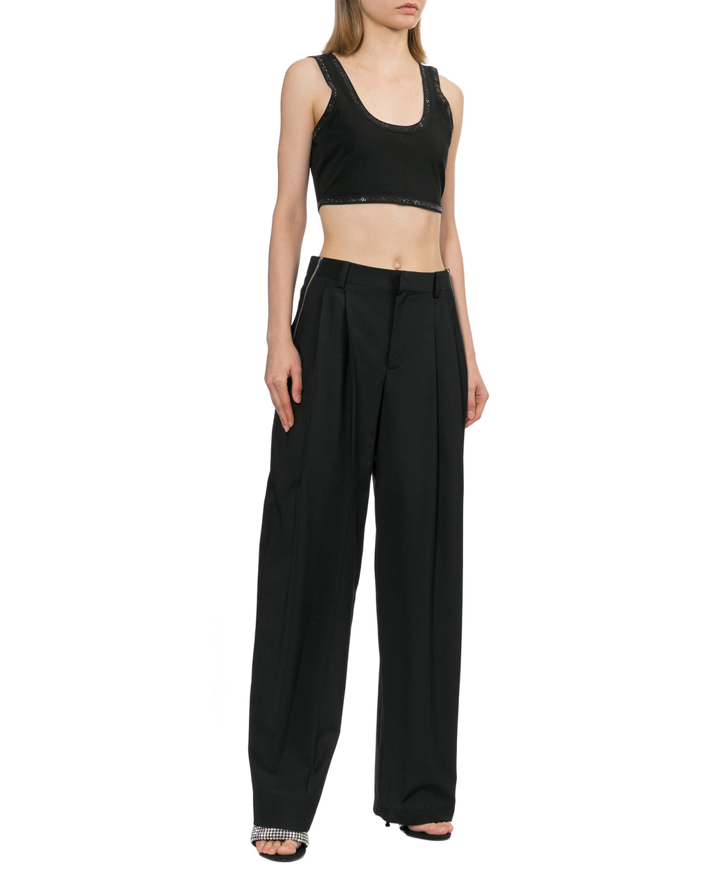 Zip-detail pants
