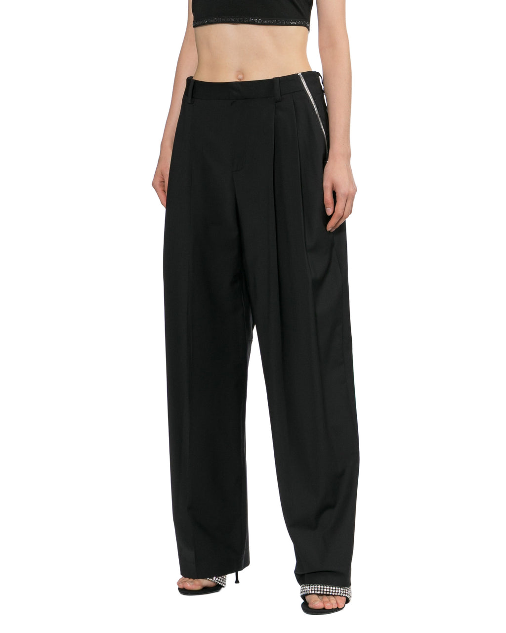 Zip-detail pants