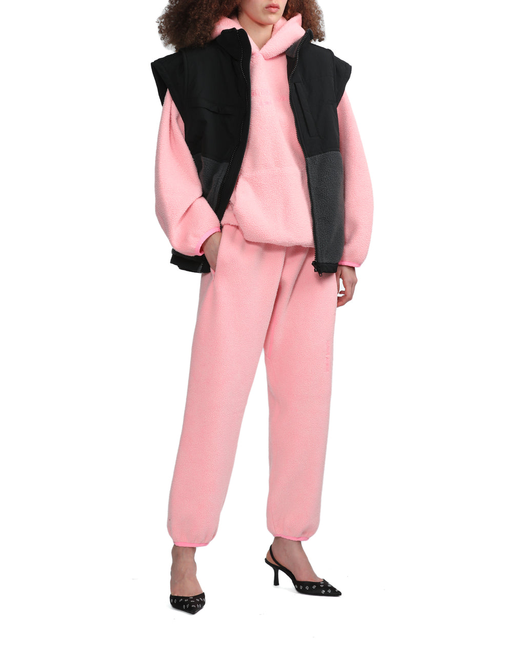 Embossed logo teddy fleece sweatpants