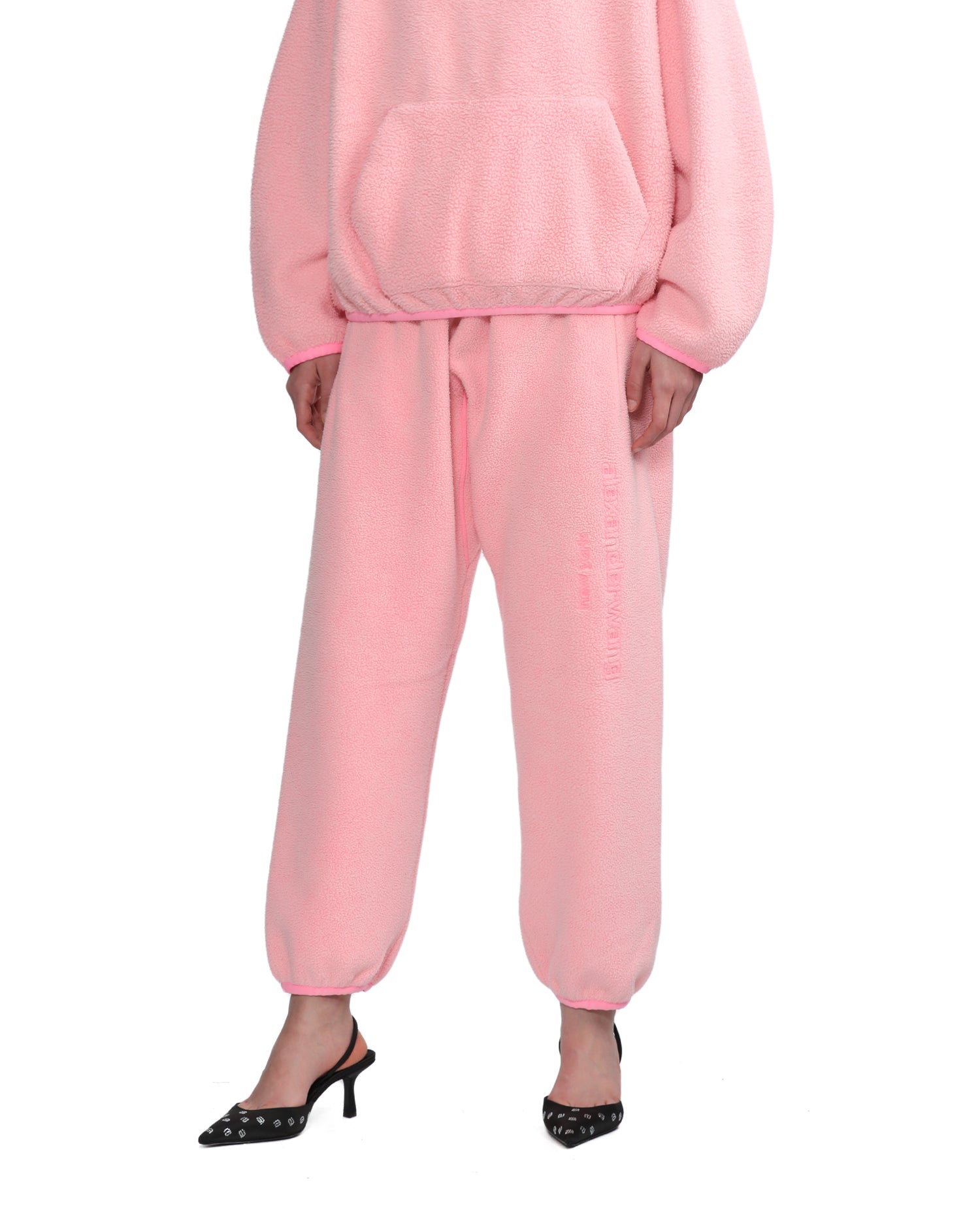 Embossed logo teddy fleece sweatpants