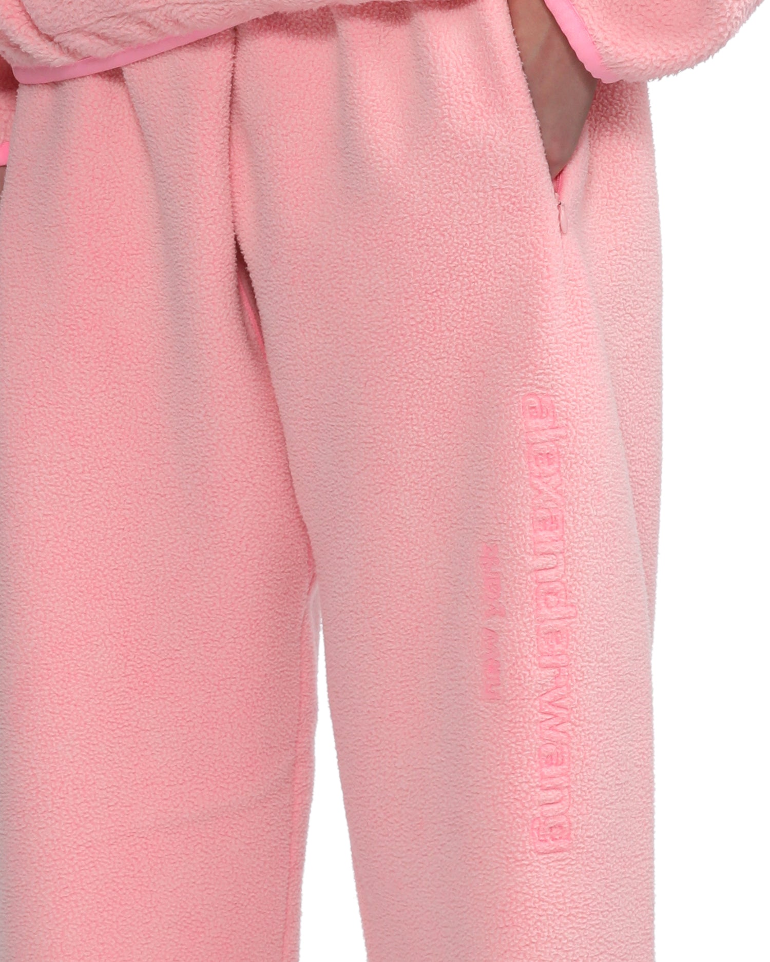 Embossed logo teddy fleece sweatpants