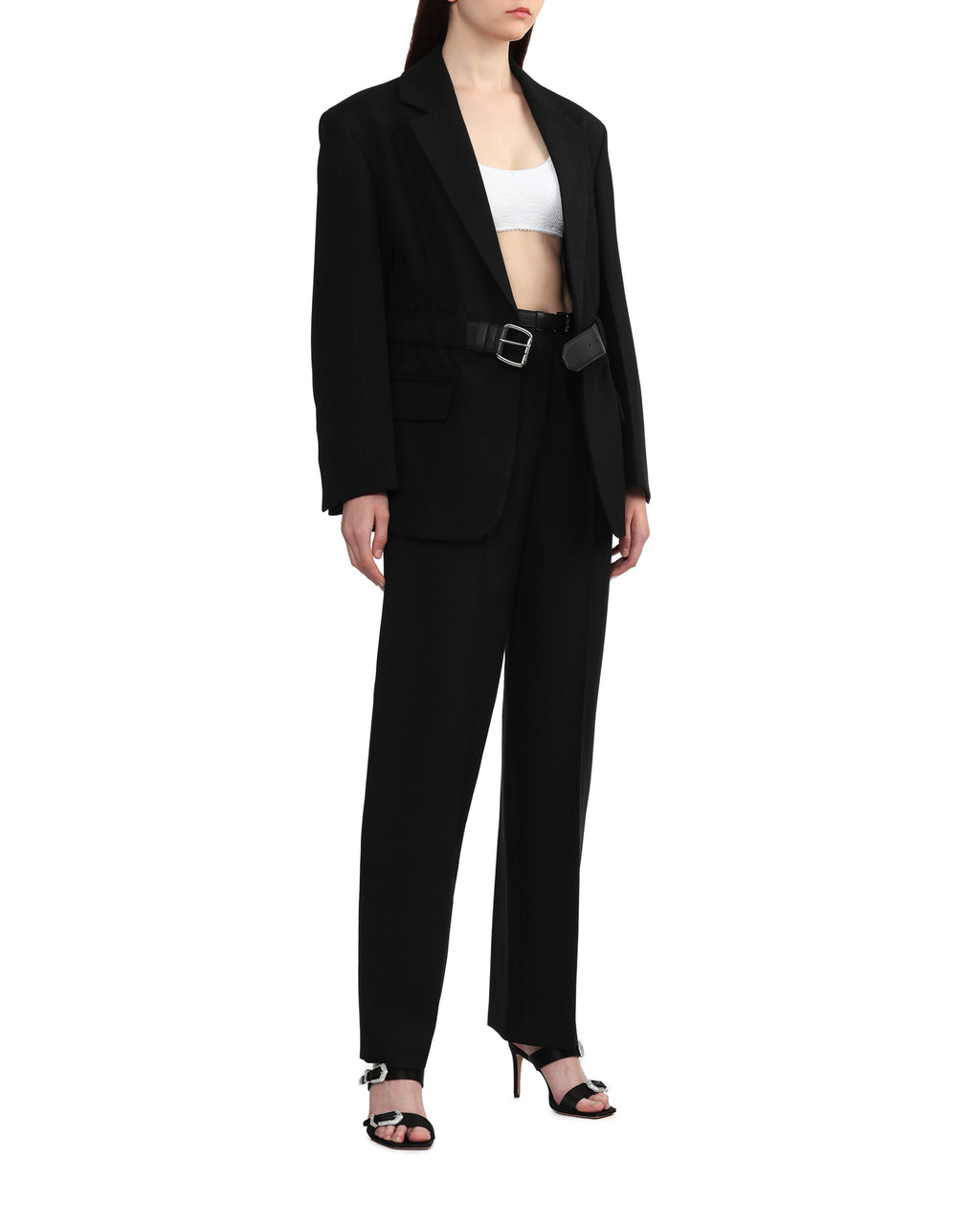 Belted wide leg pants