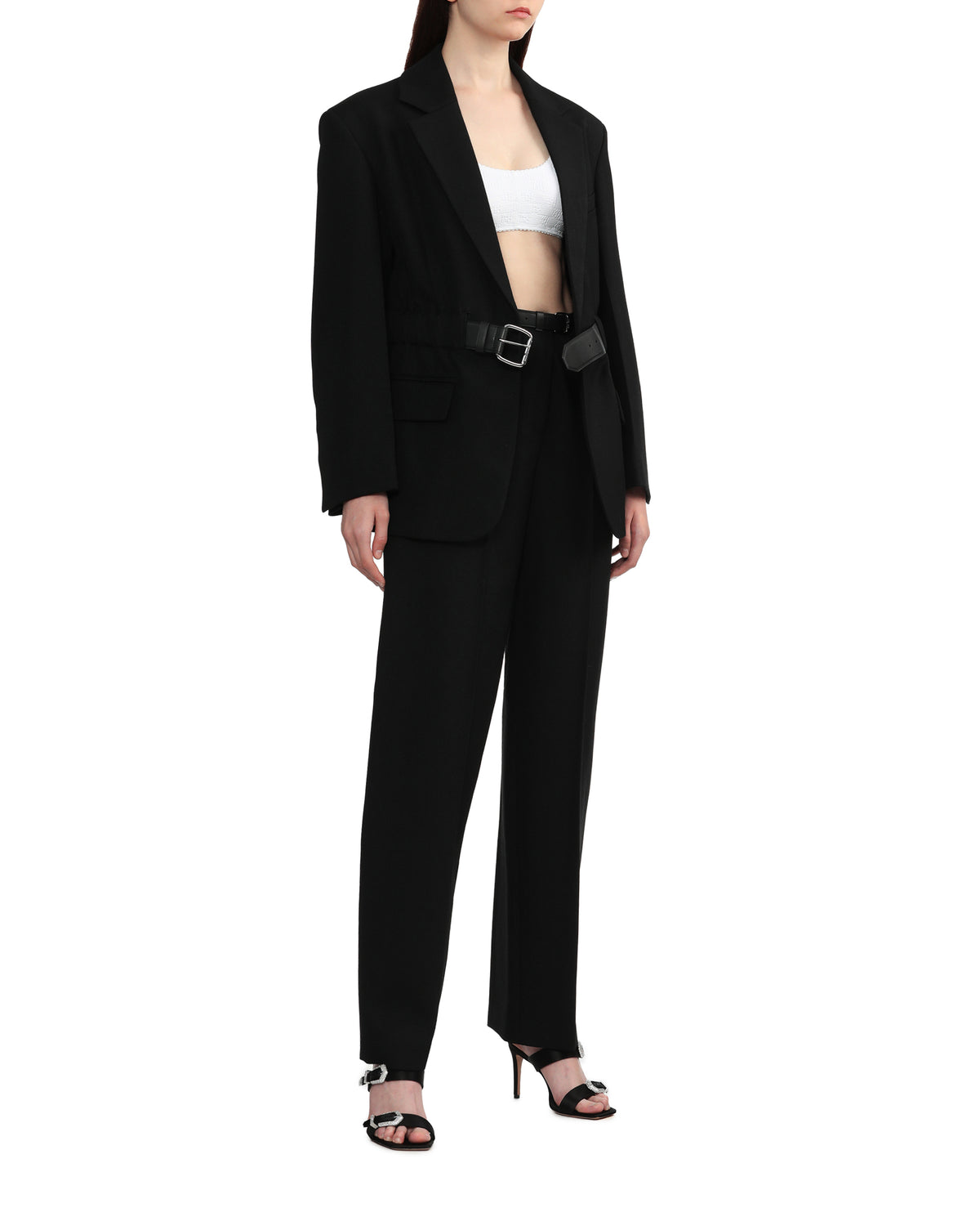 Belted wide leg pants