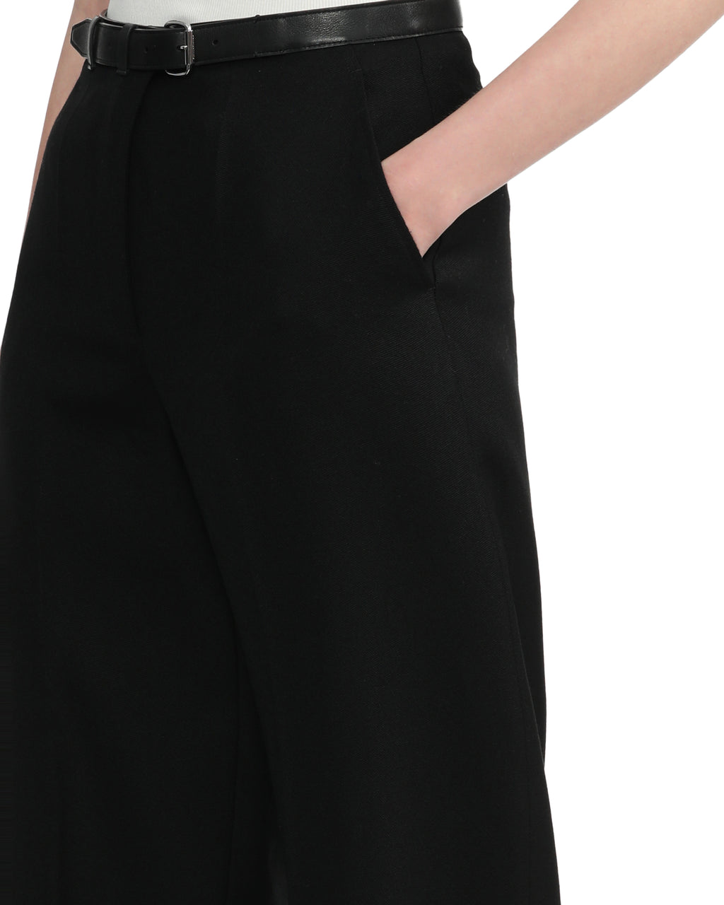 Belted wide leg pants