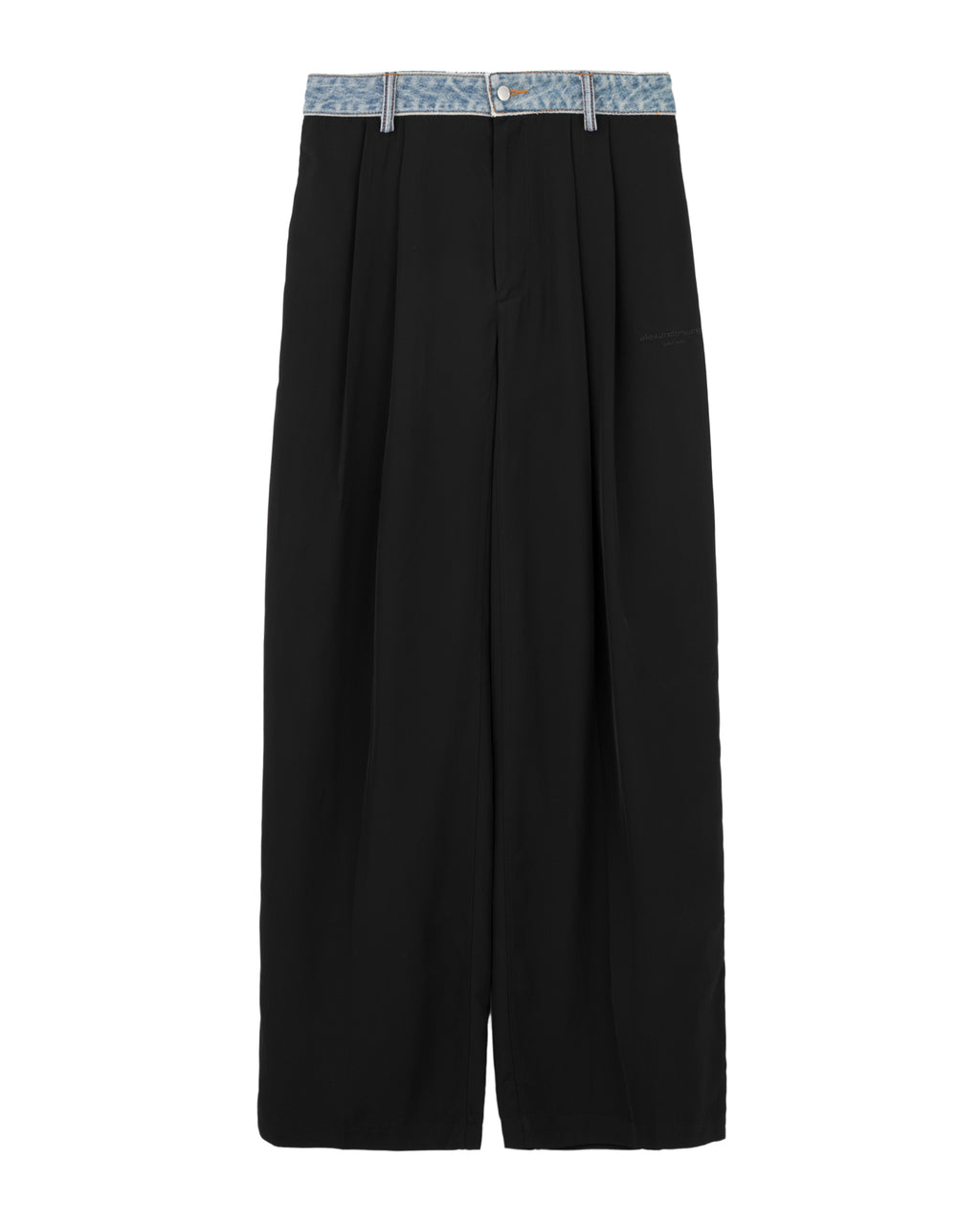 Denim waistband mid-rise pants