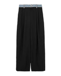 Denim waistband mid-rise pants