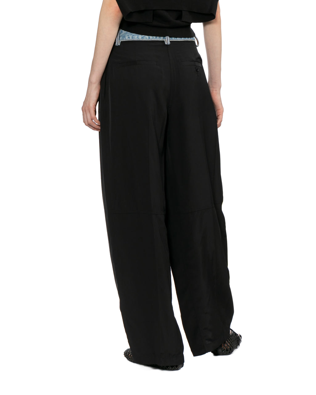 Denim waistband mid-rise pants