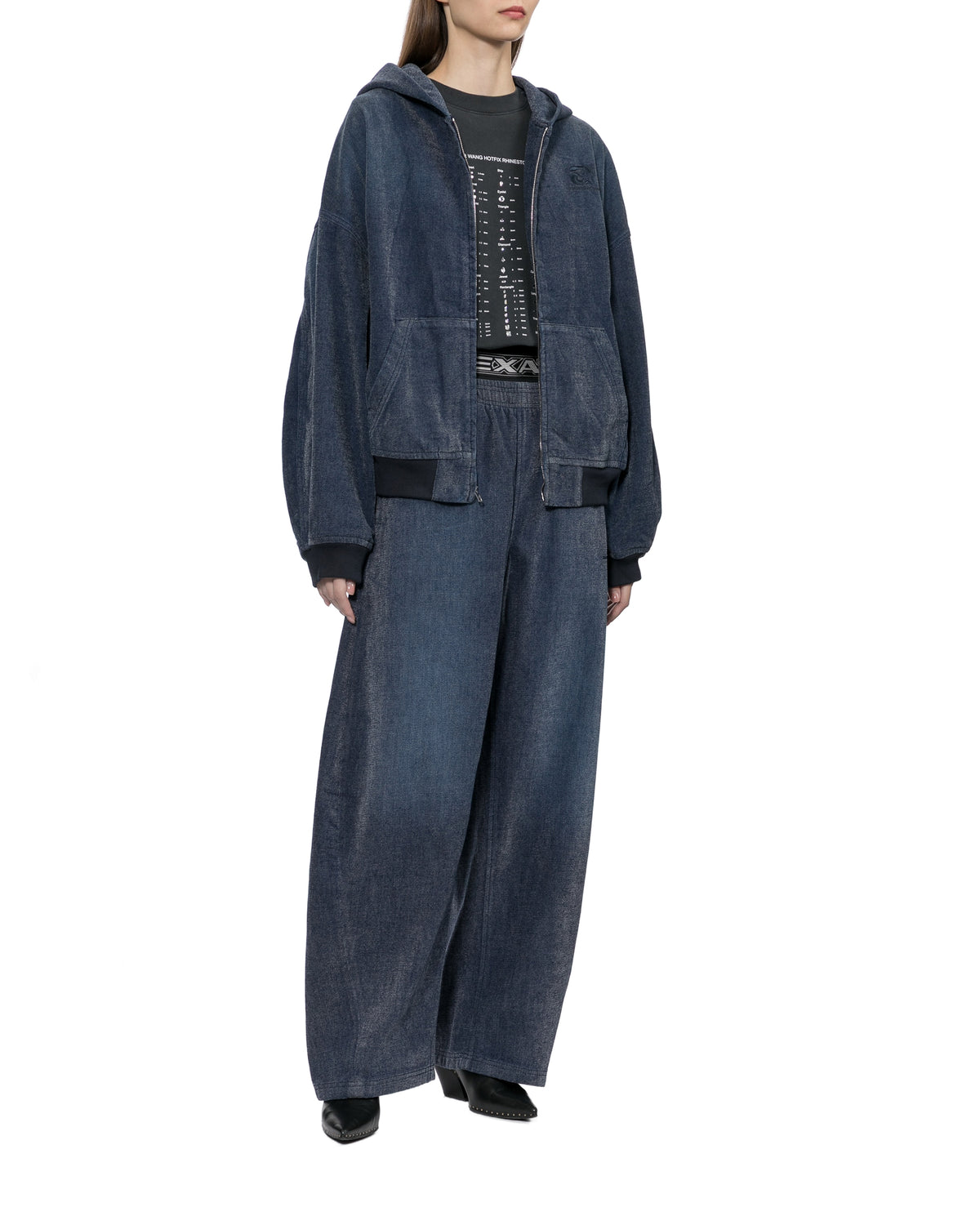 Elastic waist wide-leg pants
