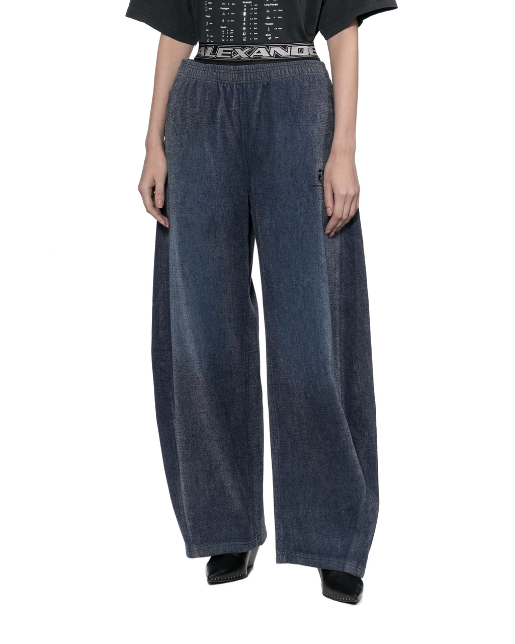 Elastic waist wide-leg pants