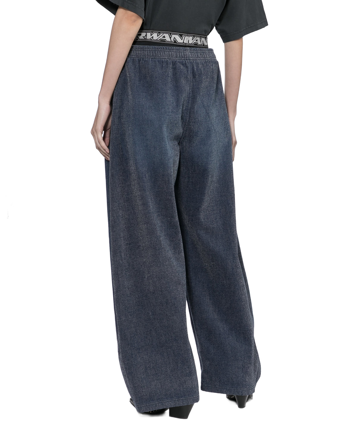 Elastic waist wide-leg pants