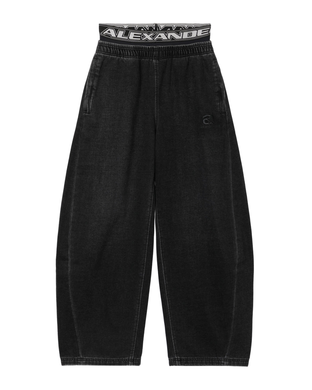 Elastic waist wide-leg trousers