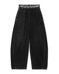 Elastic waist wide-leg trousers