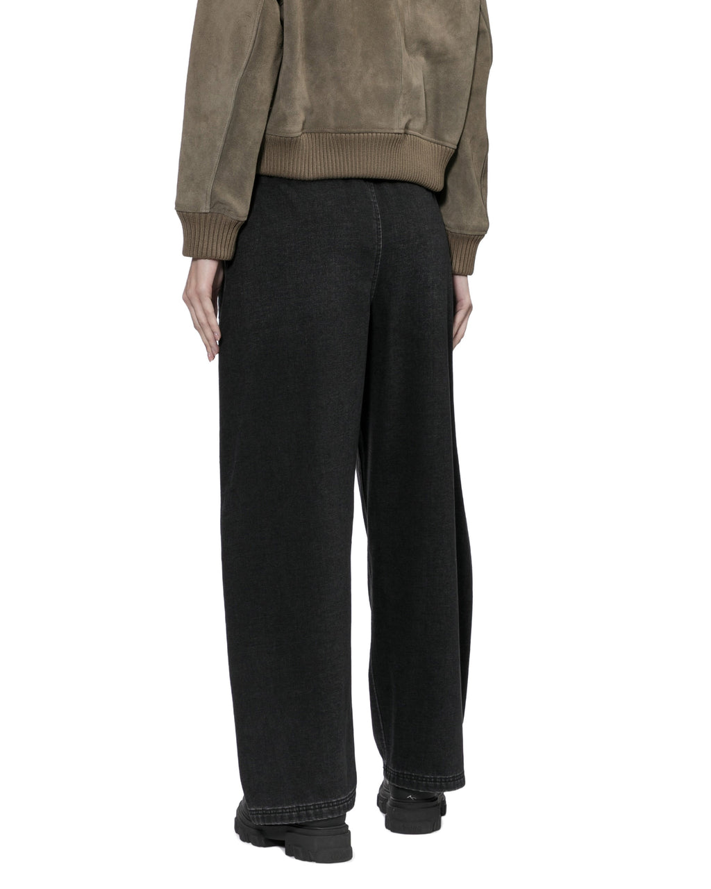 Elastic waist wide-leg trousers