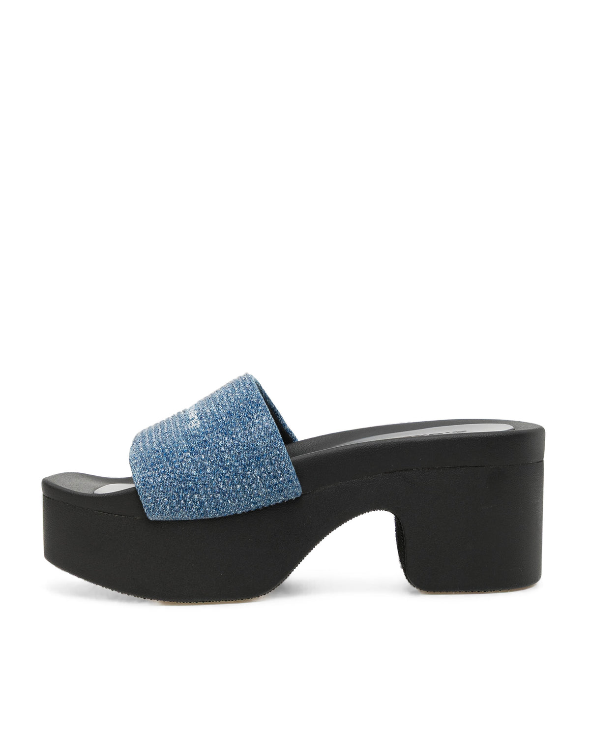 Crystal-embellished denim sandals