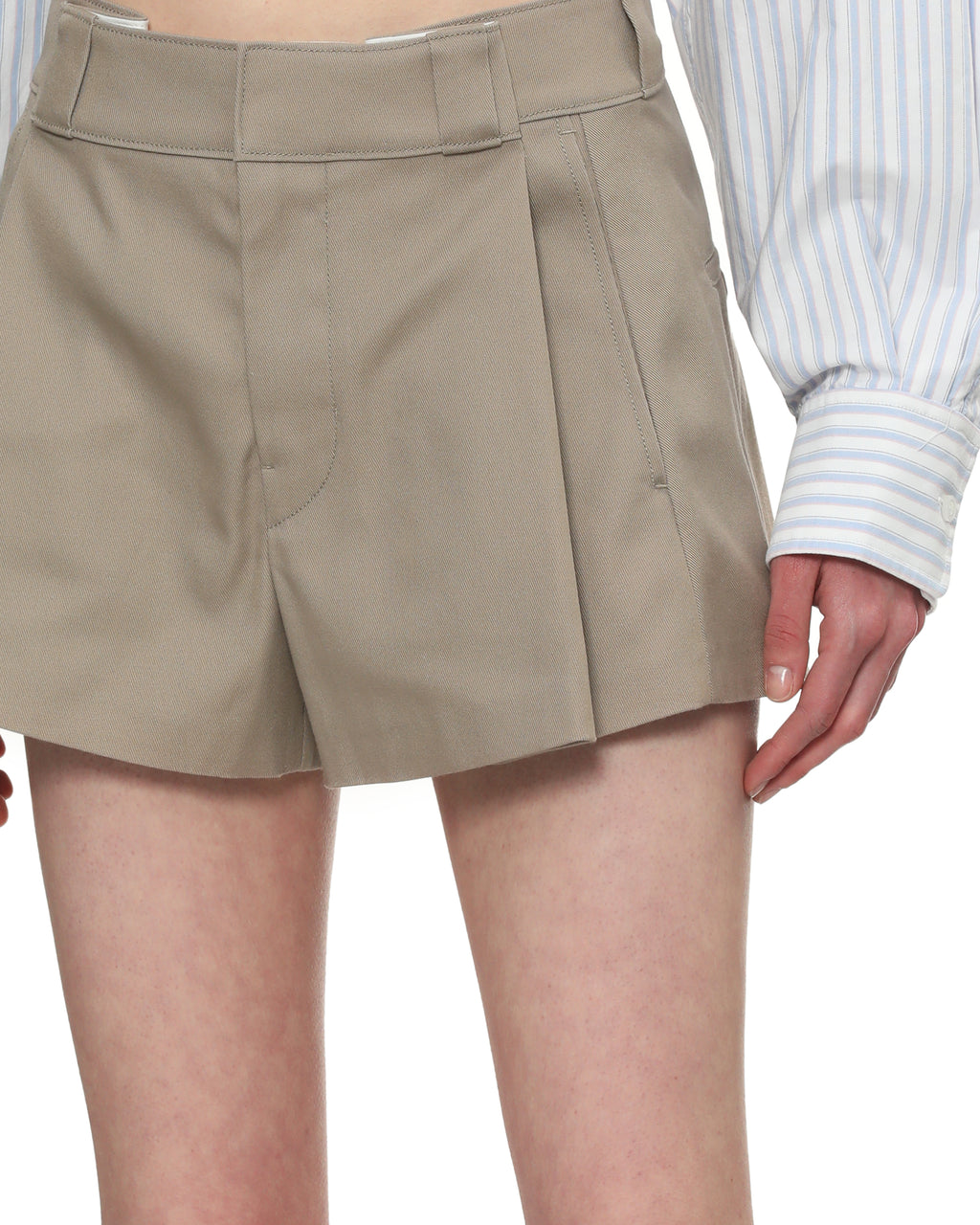Box-pleated workwear-inspired shorts