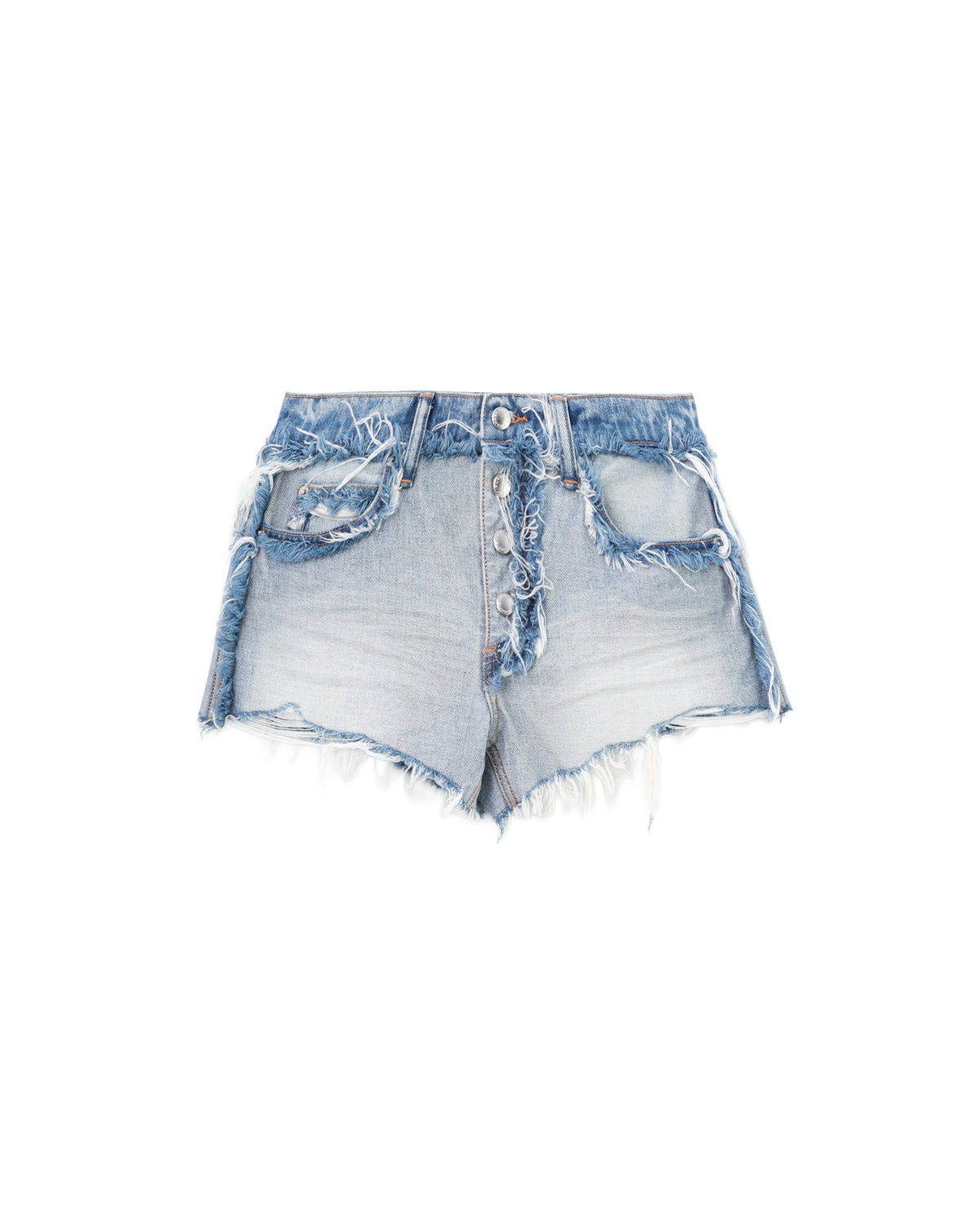 Mid-rise inverted denim shorts