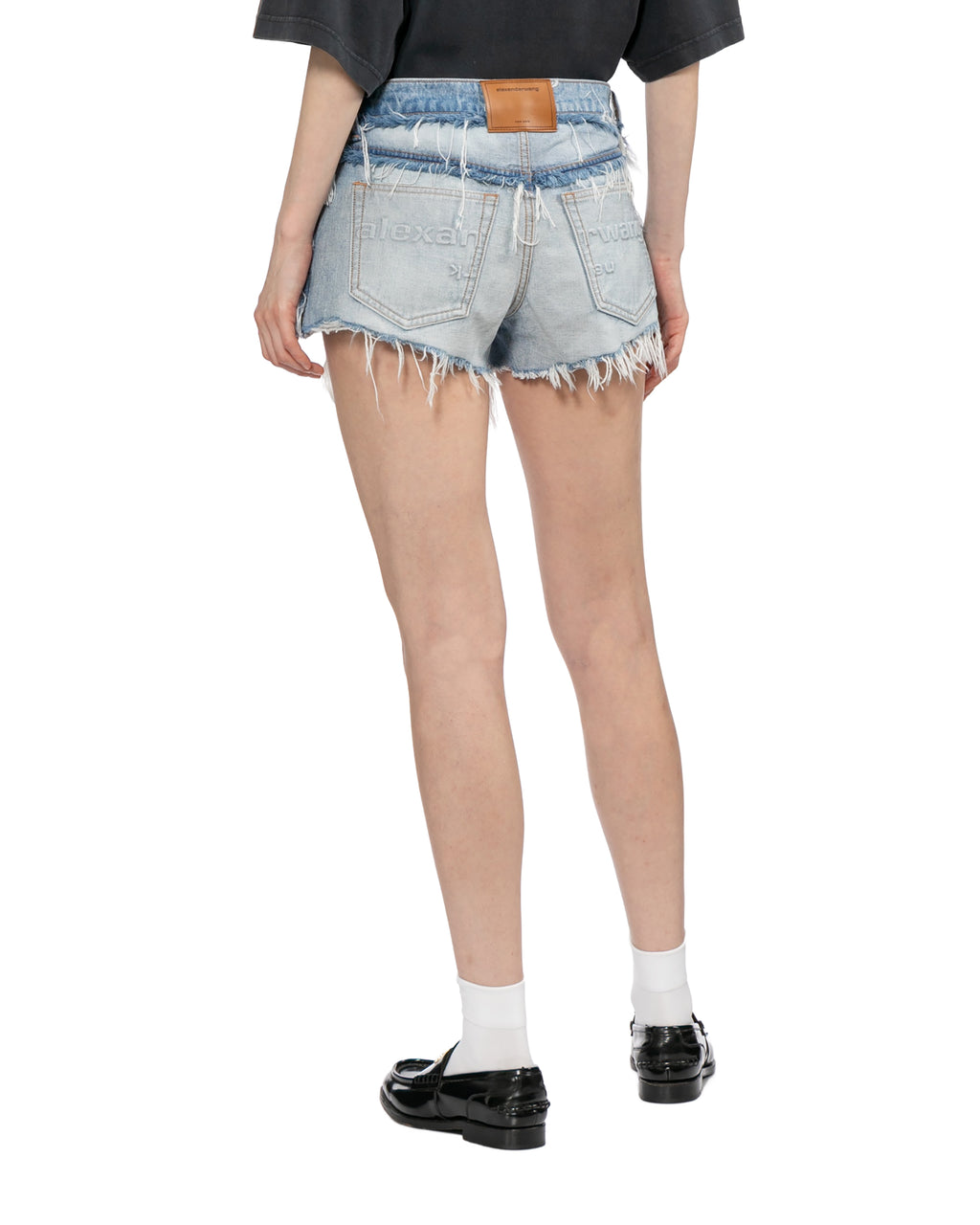 Mid-rise inverted denim shorts