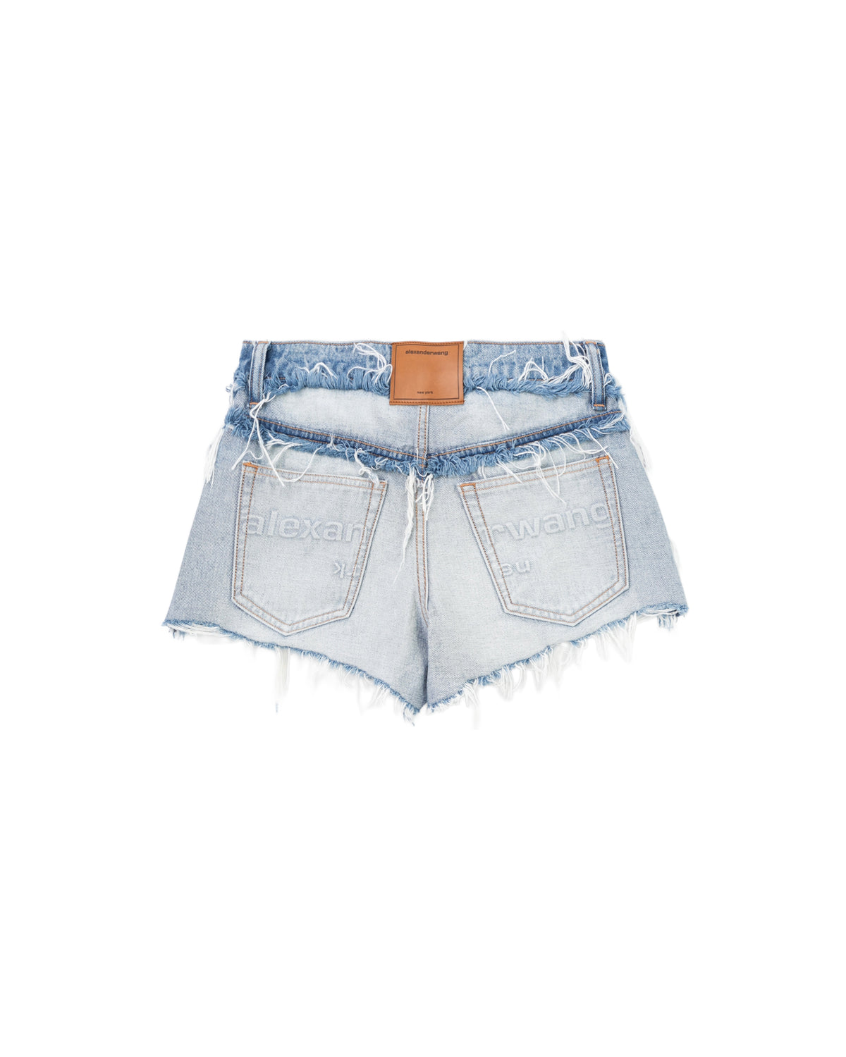 Mid-rise inverted denim shorts