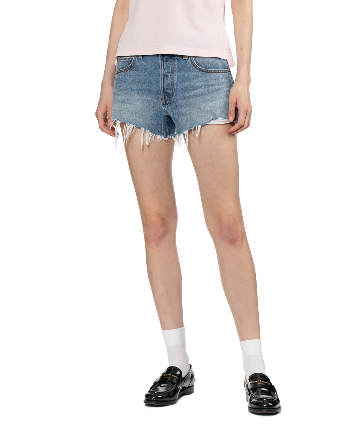 Embellished denim shorts