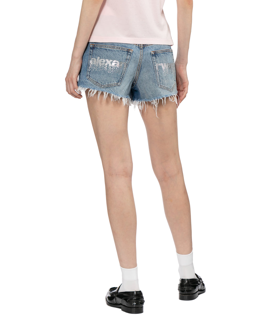 Embellished denim shorts