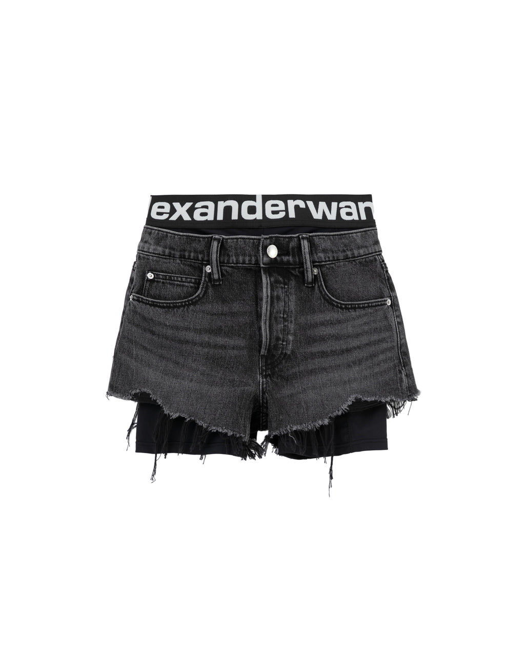 Layered denim shorts