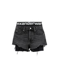 Layered denim shorts