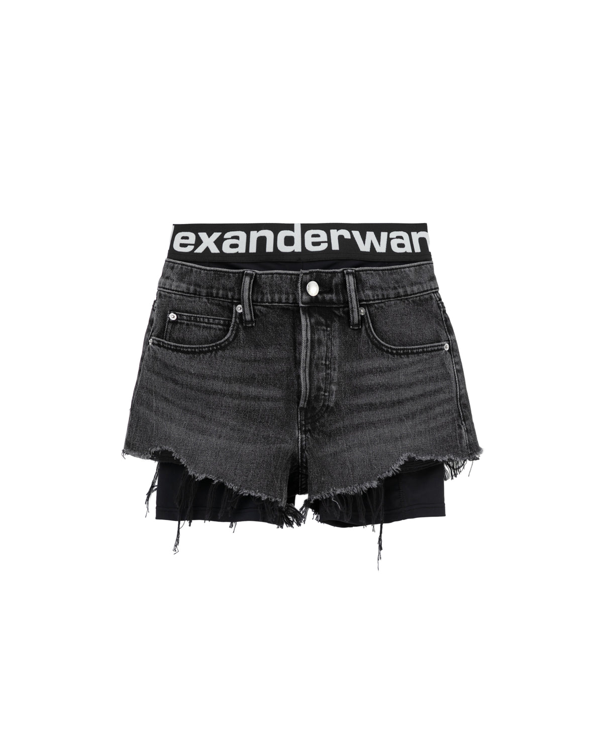 Layered denim shorts