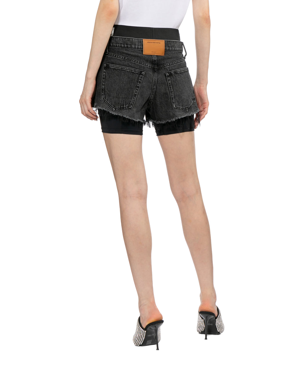 Layered denim shorts