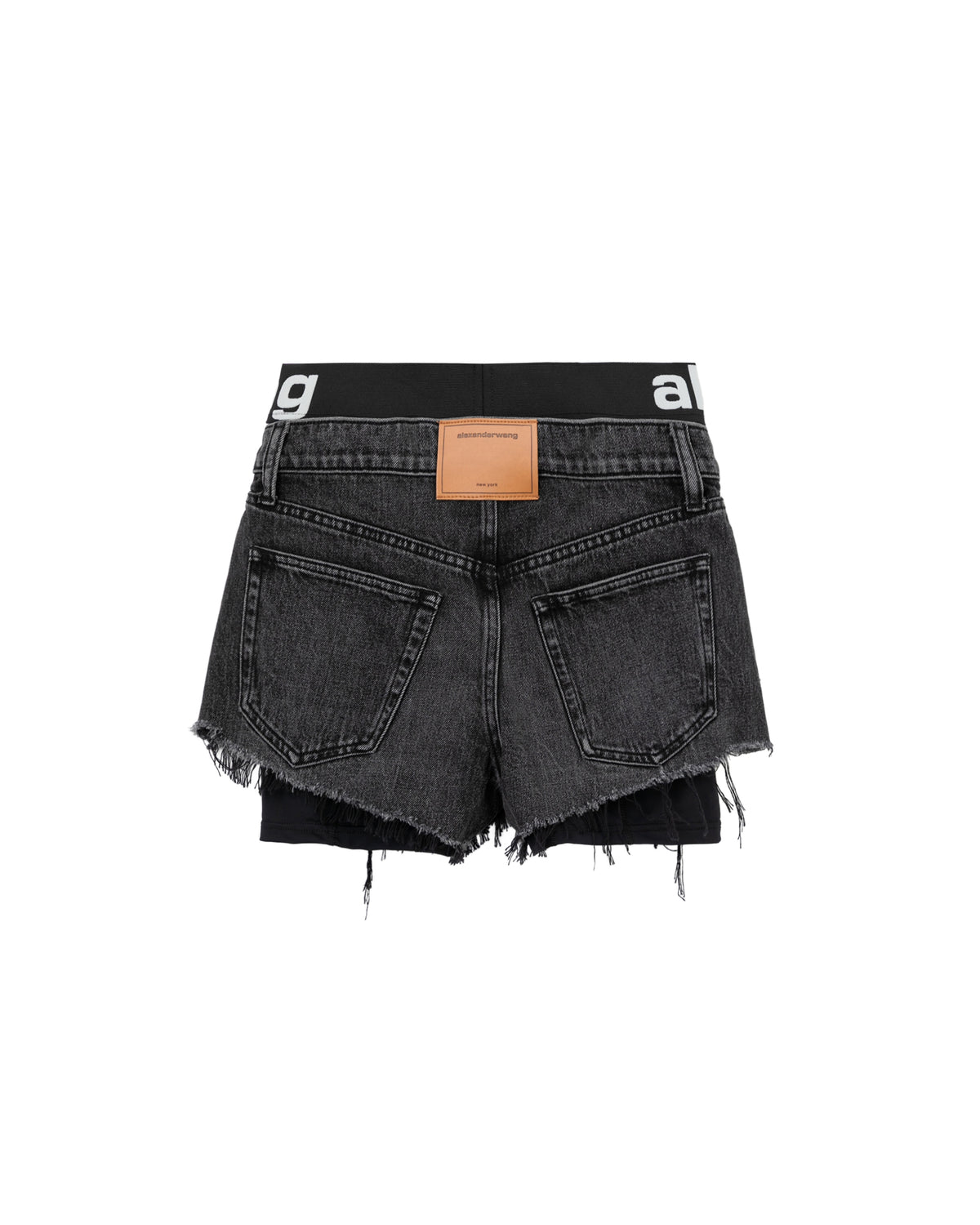 Layered denim shorts