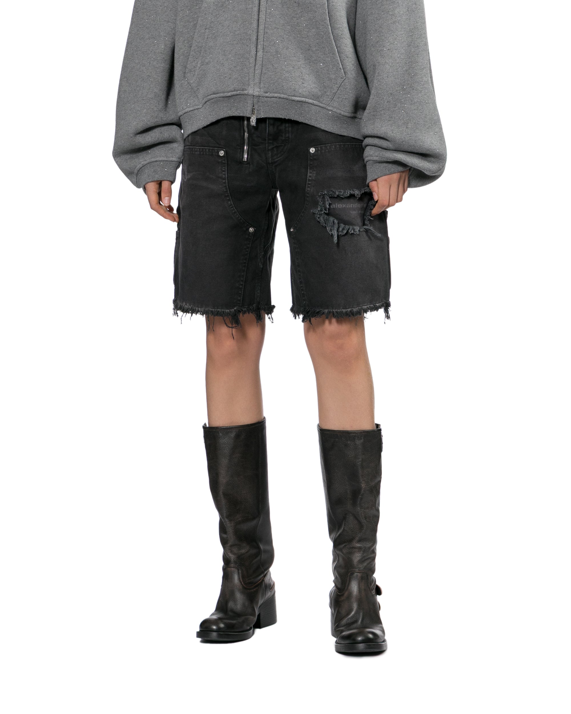 Ripped denim shorts