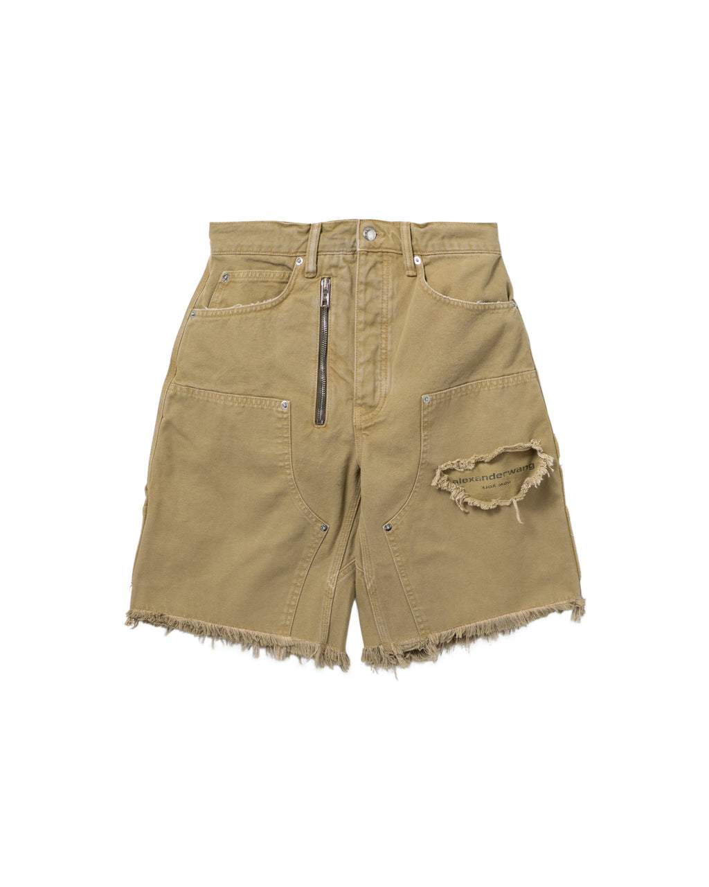 Distressed denim jorts