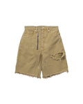 Distressed denim jorts