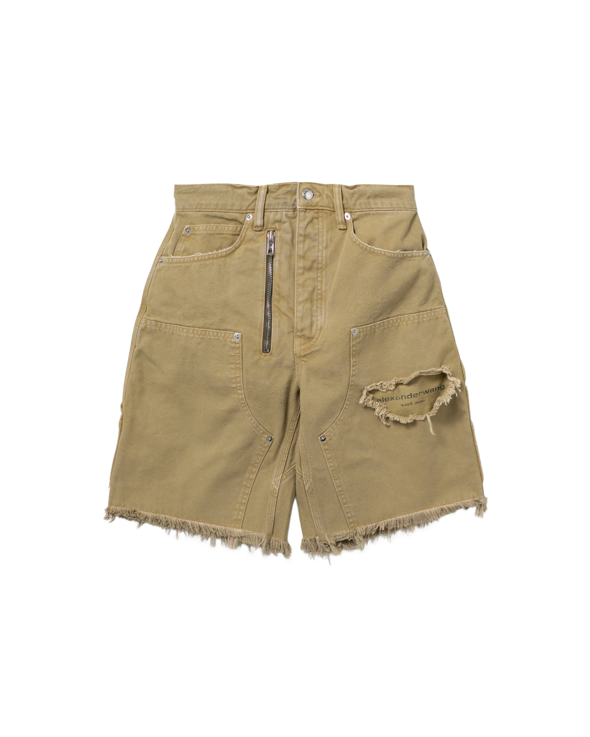 Distressed denim jorts