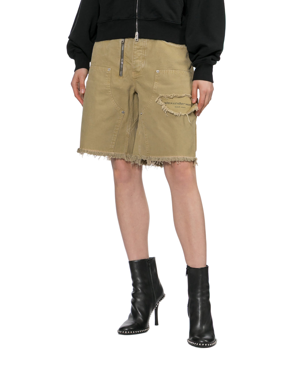 Distressed denim jorts