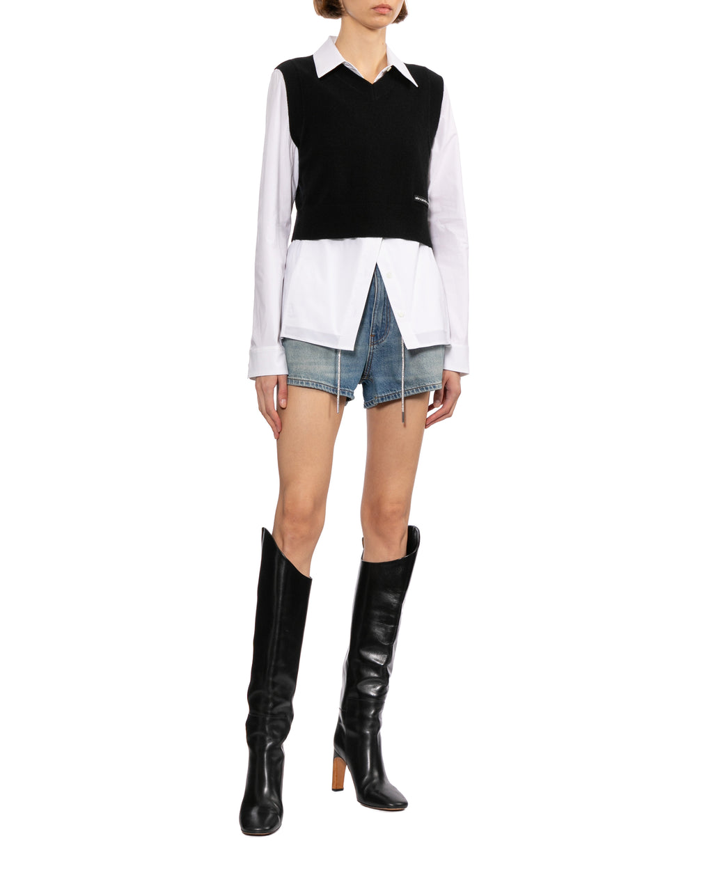 Drawstring denim shorts