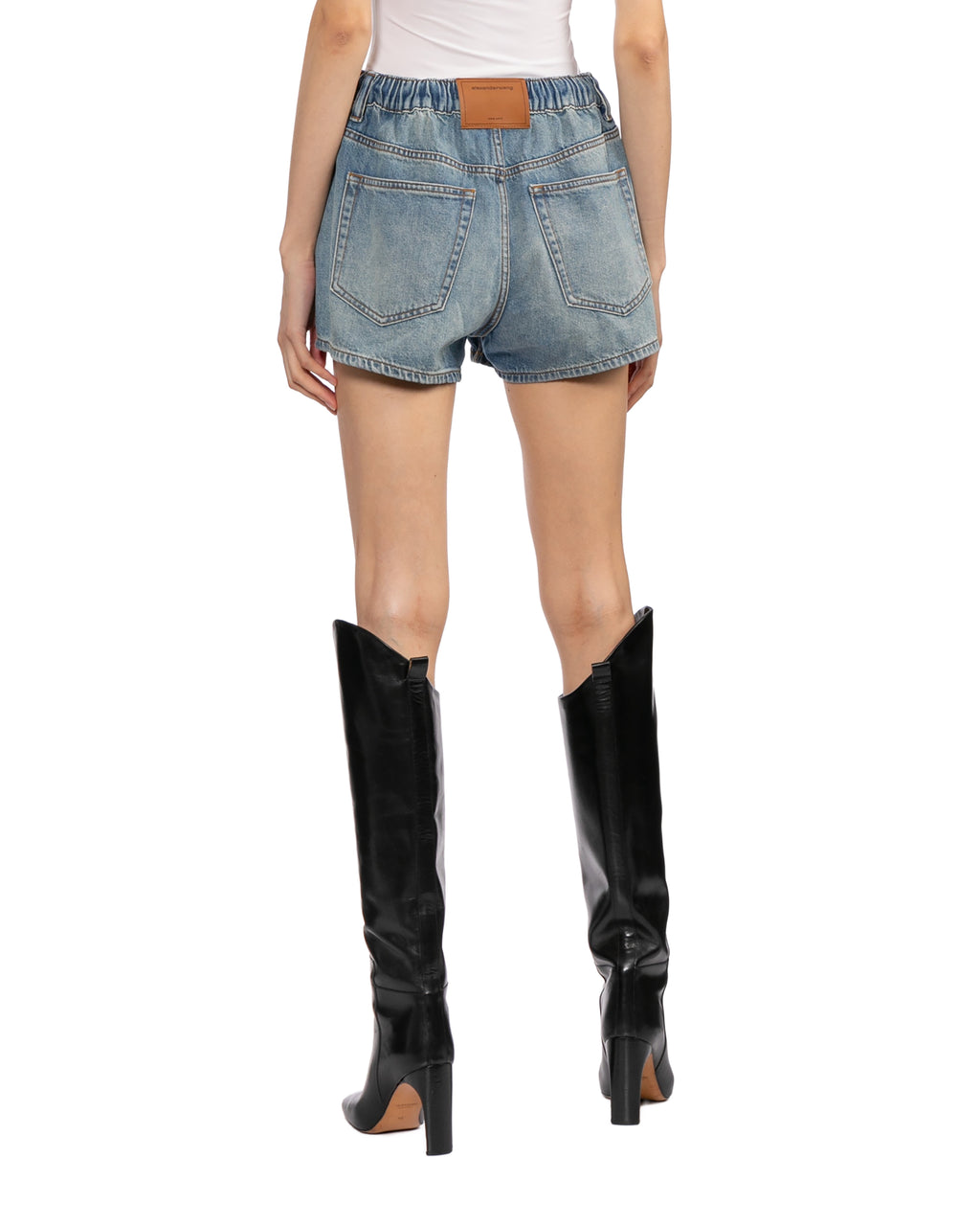 Drawstring denim shorts