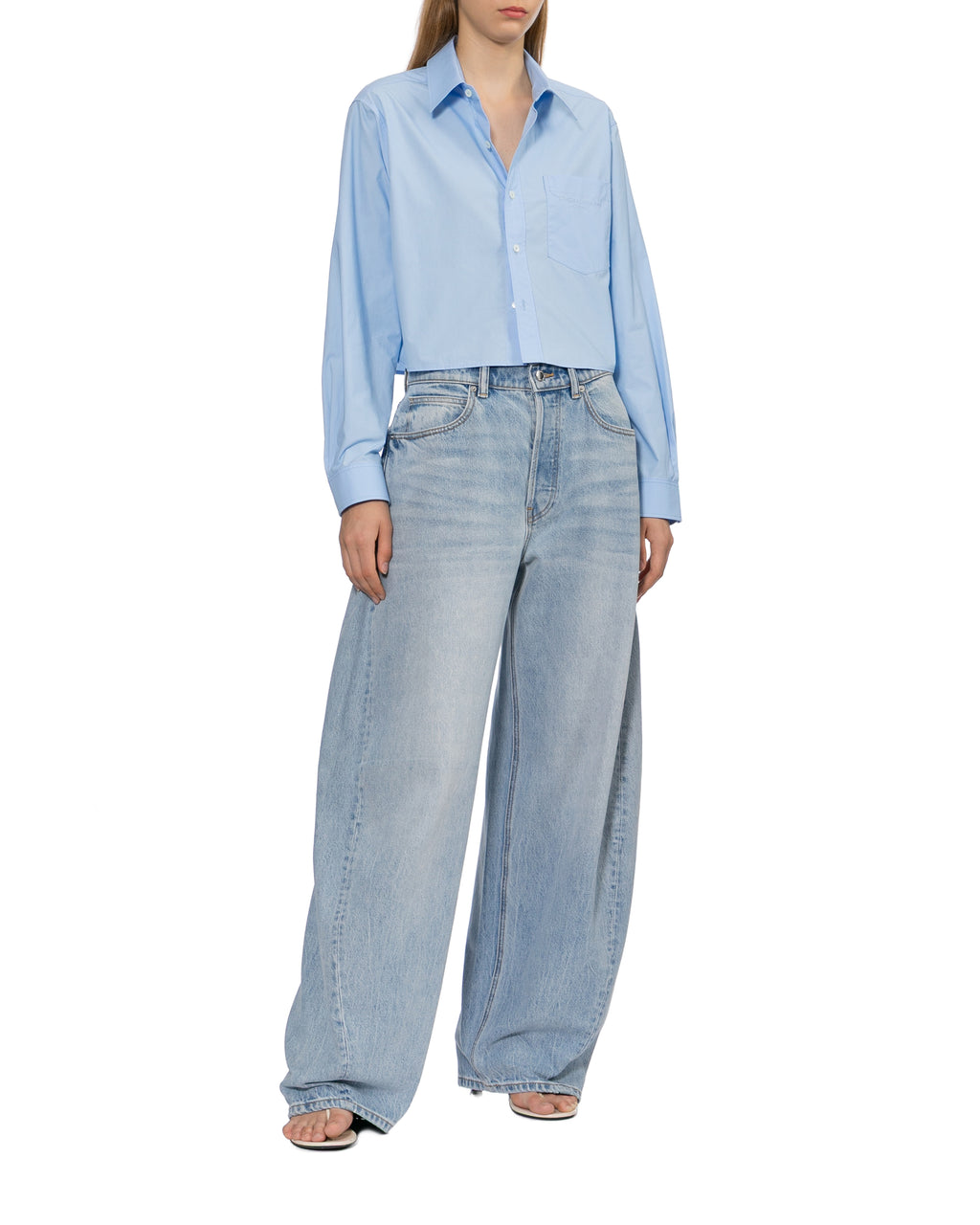 Embroidered logo cropped shirt