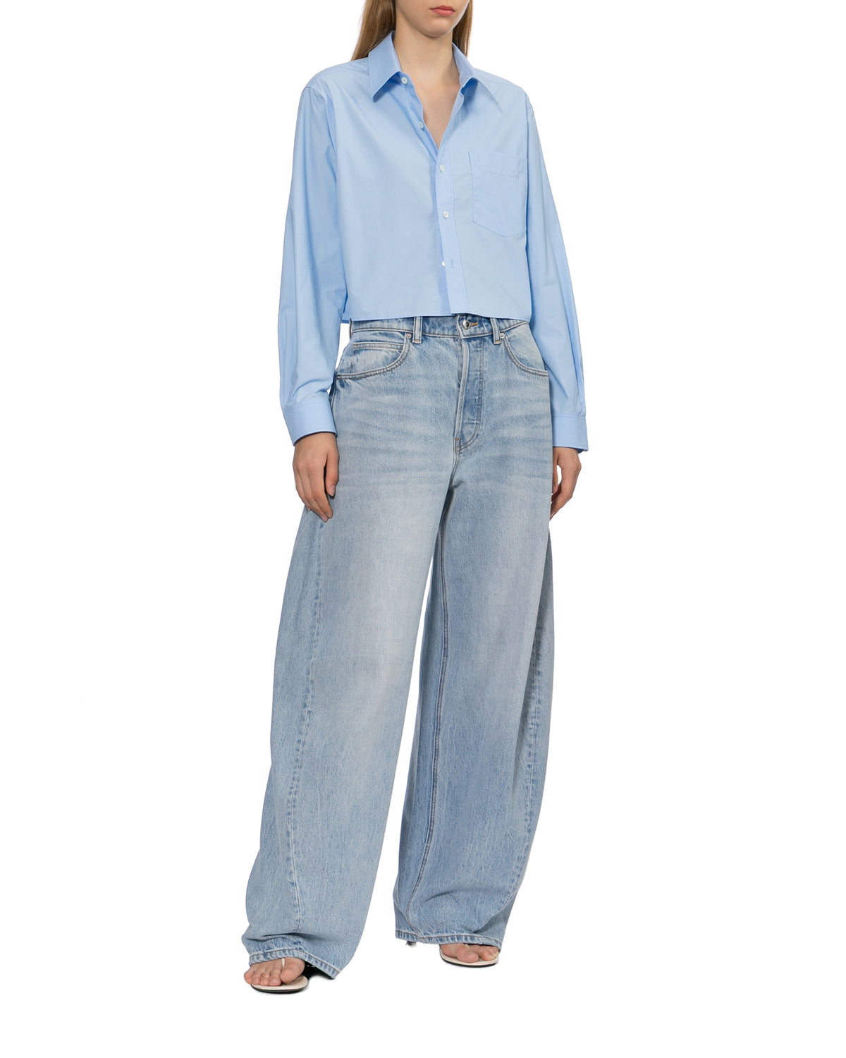 Embroidered logo cropped shirt